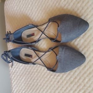 JL Lace Up Baby Blue Flats